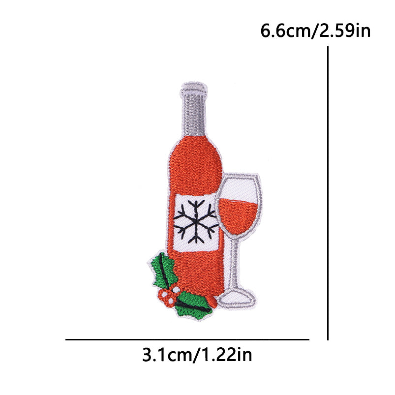 Wholesale Polyester Cartoon Christmas Letter Embroidered Patches For Clothing Hats Phone Cases DIY Decorative Accessory