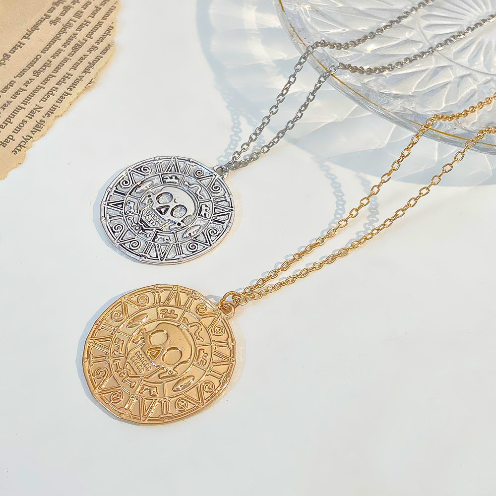 Wholesale Movie Aztec Coin Skull Pendant Necklace Men S Chain Jewelry Fashion Accessory OLY Exclusive Gift