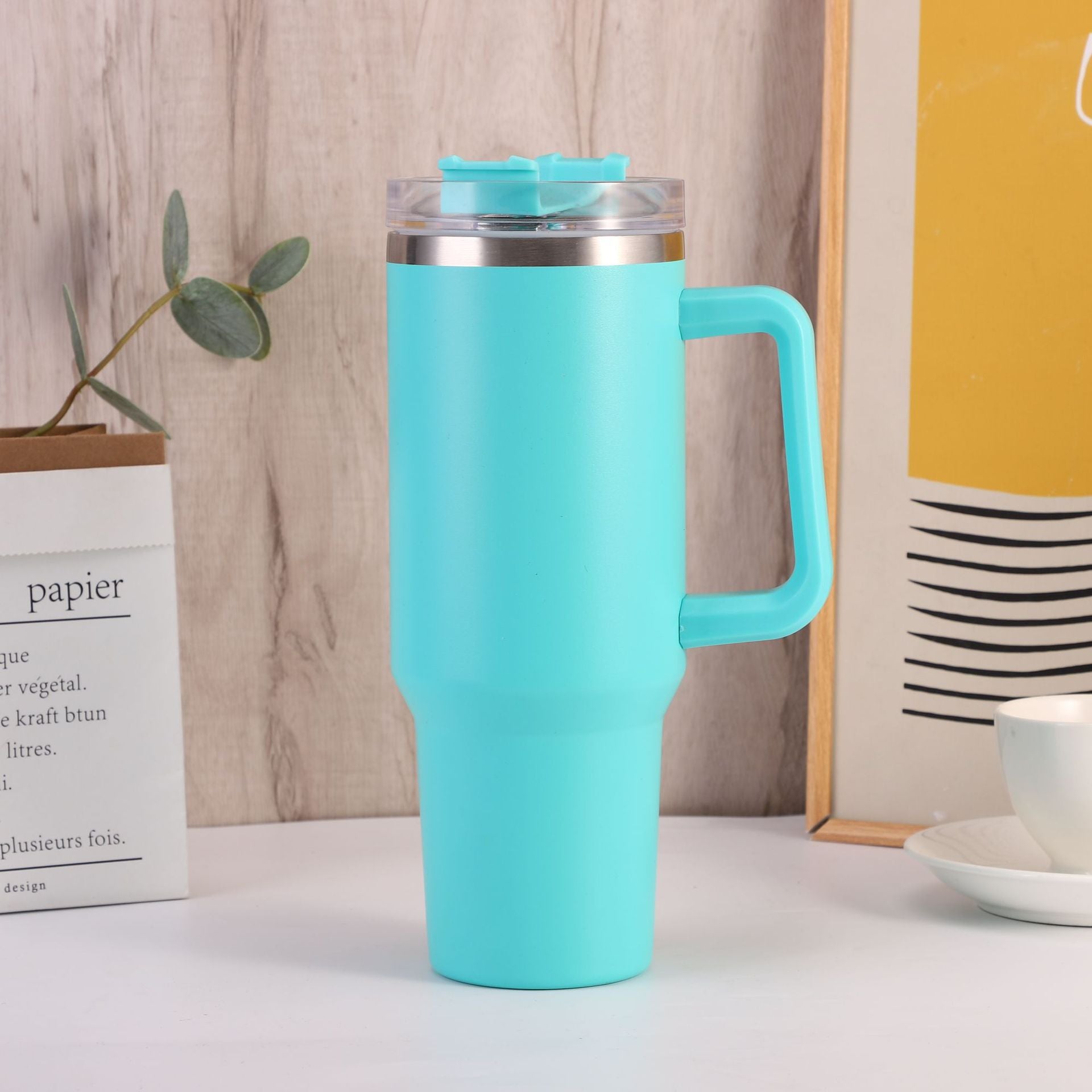 Wholesale stainless steel thermos cup 40oz car cup with handle vacuum large capacity portable sports kettle ice bully