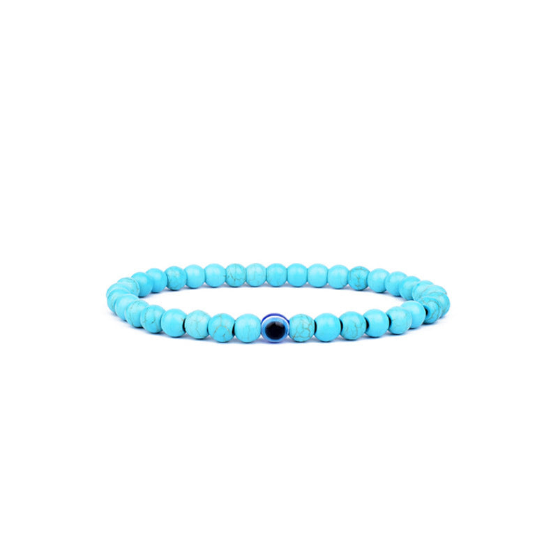 Wholesale 6Mm Natural Stone Evil Eye Stretch Bracelet Handmade Peacock Stone Jewelry Accessory Chic Fashion For Party And Gift Giving