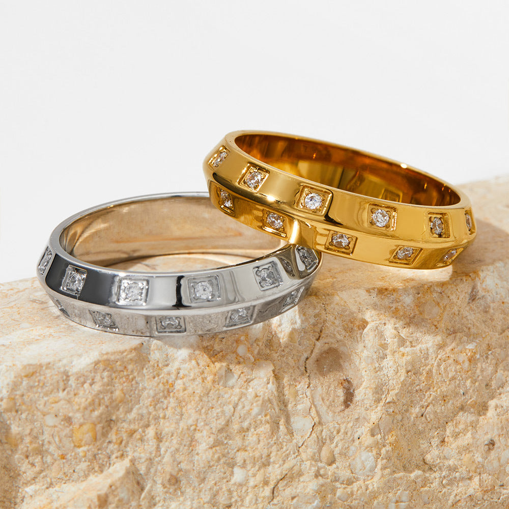 Wholesale Diamond Inlaid Stainless Steel Rings