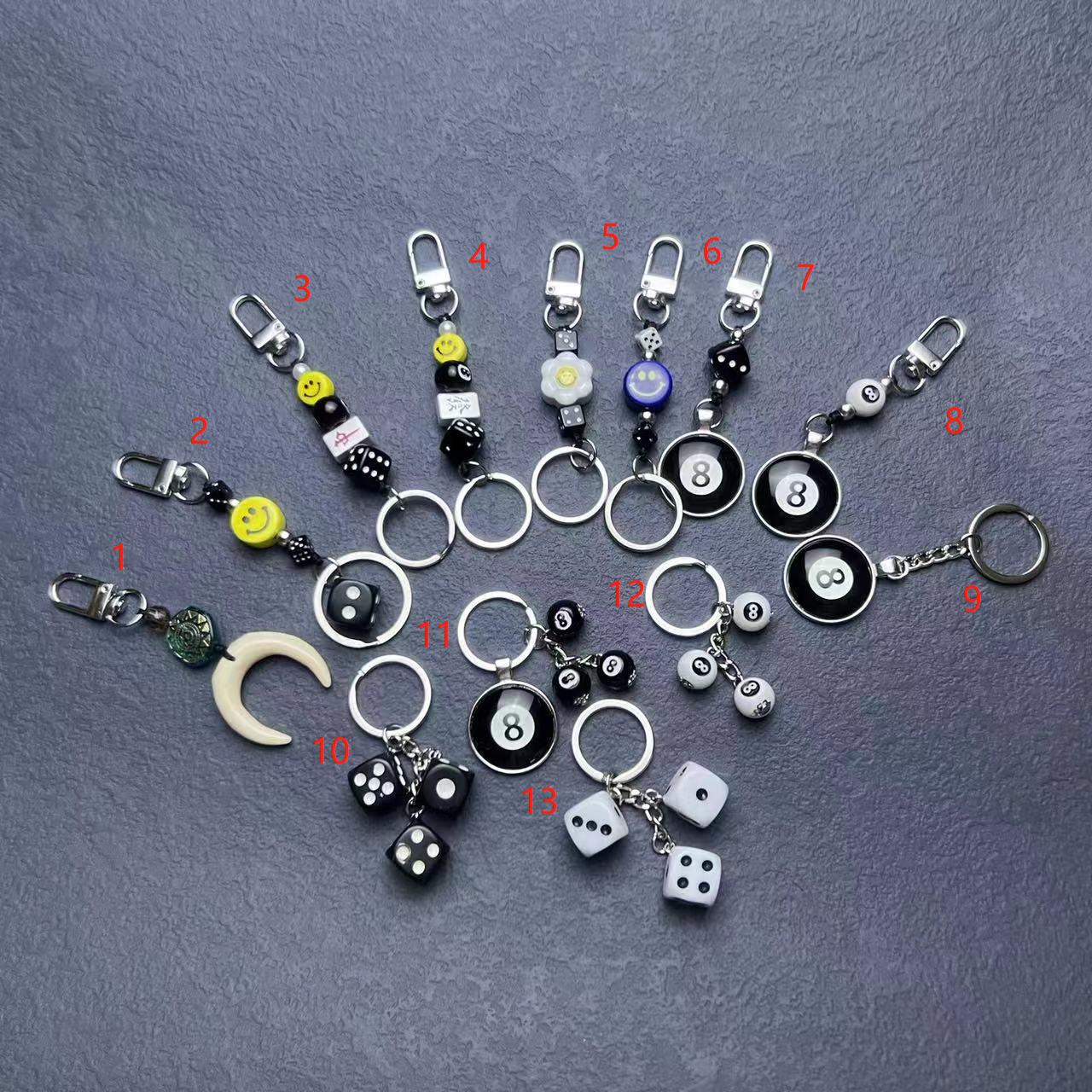Wholesale Smiley Face Dice Number Personalized Keychain