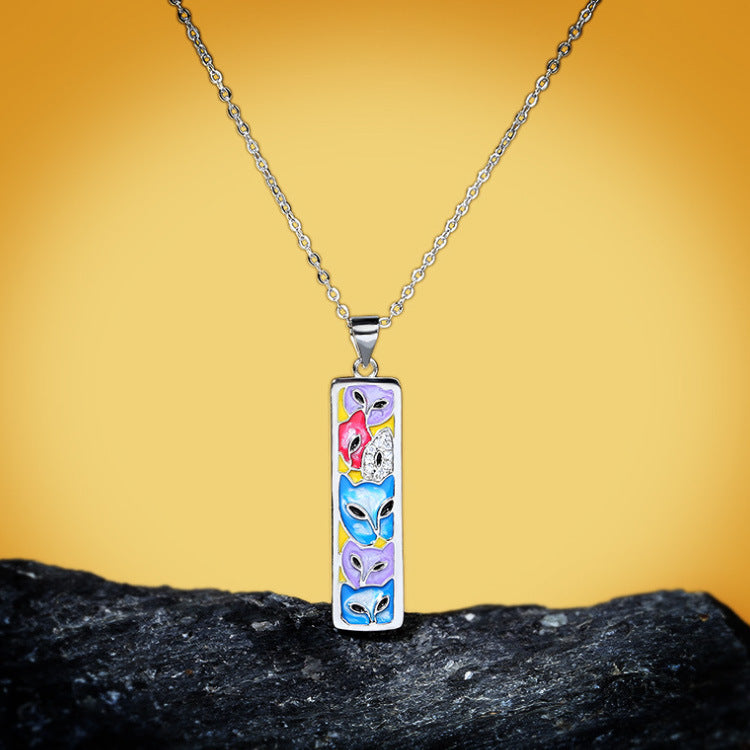 Wholesale Enamel Gradient Colored Fox Copper Jewelry Set of Three Pieces