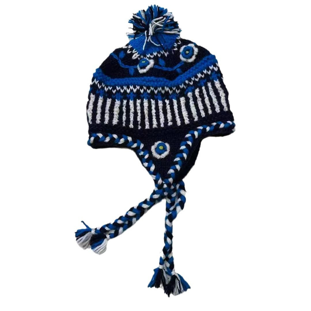 Wholesale Wool Warm Rainbow Plus Velvet Thick Earmuffs Beanie