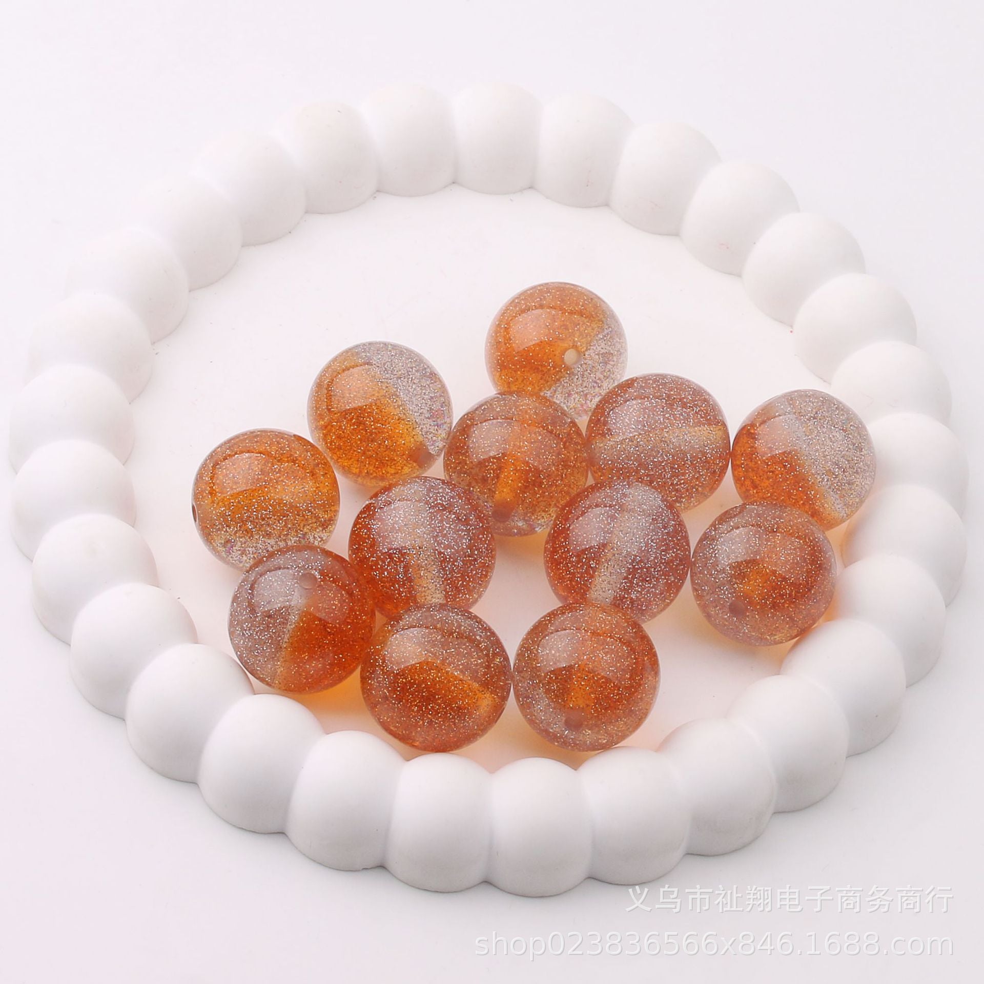 Wholesale 100pcs 20mm Fine Flash Two-color Diamond Sand Resin Straight Hole DIY Beads