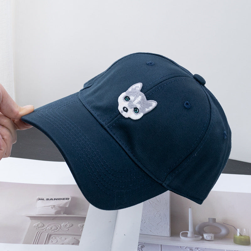 Wholesale Cute Puppy Patch Embroidered Visor Curved Brim Baseball Cap