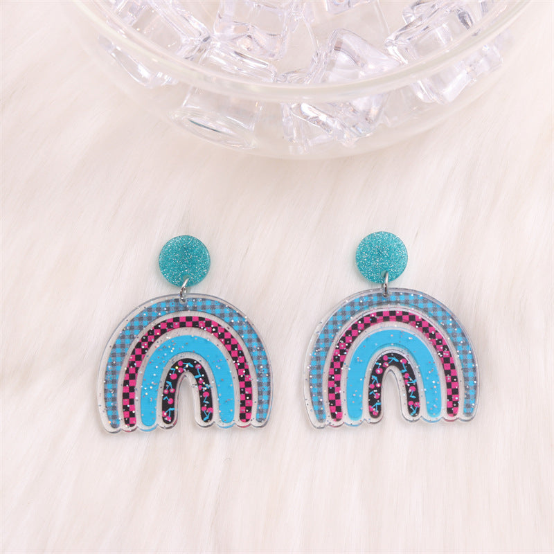 Wholesale Rainbow Fragmented Acrylic Earrings