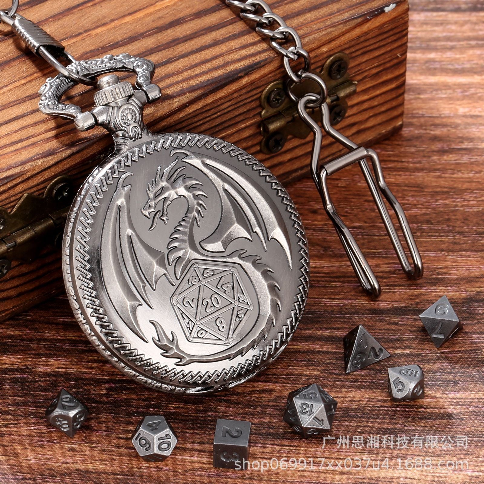 Wholesale Retro Flying Dragon with Dice Pocket Watch OLY Exclusive