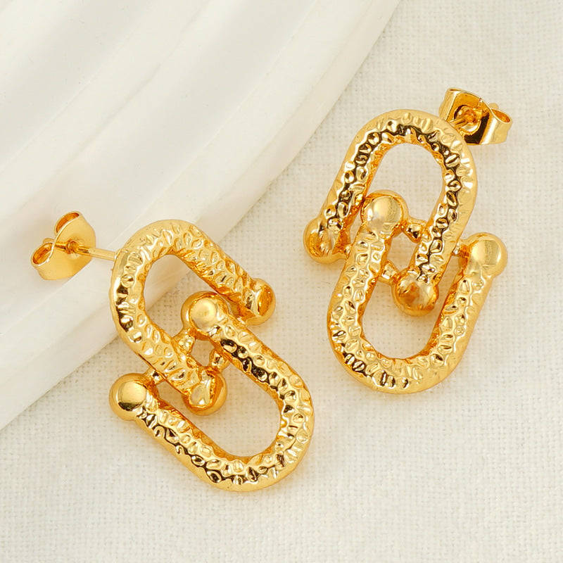 Wholesale Stainless Steel Geometric Interlocking Gold Plated Earrings