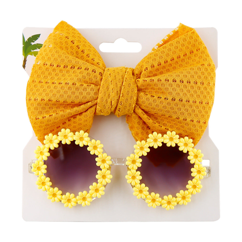Wholesale Kids Sunglasses Hollow Fabric Headband Set