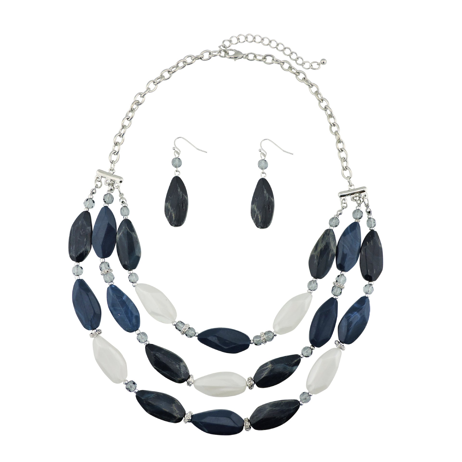 Wholesale Fashion Vintage Three-layer Acrylic Earrings Necklace