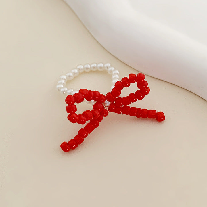 Wholesale Black and White Pearl Crystal Bow Braided Cute Princess Necklace