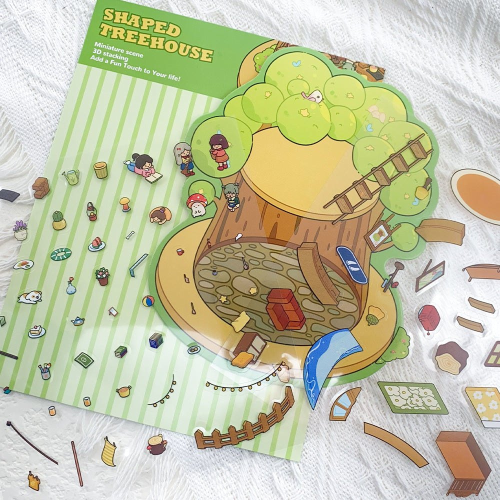 Wholesale Cartoon tree book 3D micro world DIY stickers