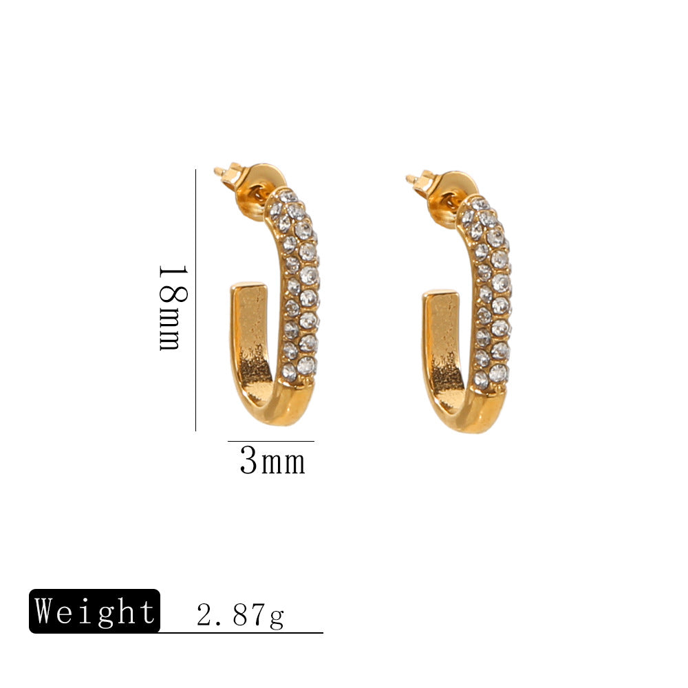 Wholesale Titanium Alloy Gold-Colored Earrings Luxury Style
