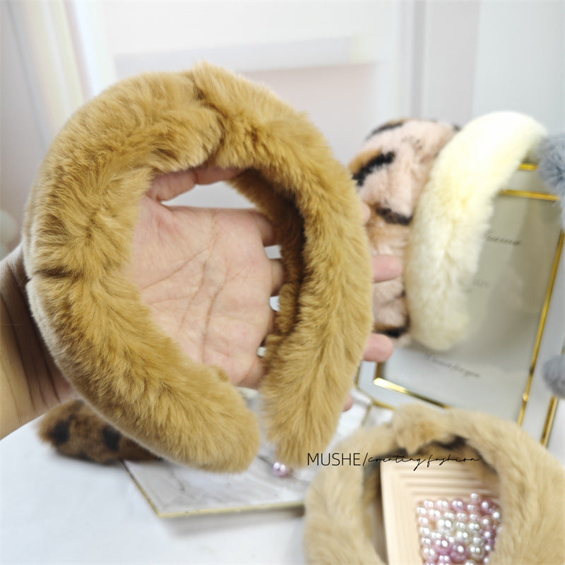Wholesale Rex Rabbit Plush Wide-brimmed Headband