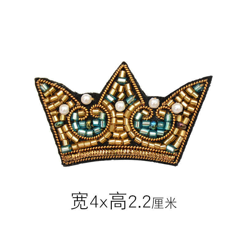 Wholesale 3pcs DIY Hand Embroidered Indian Silk Three-dimensional Crown Cloth Patch Hat Clothing Accessories FS