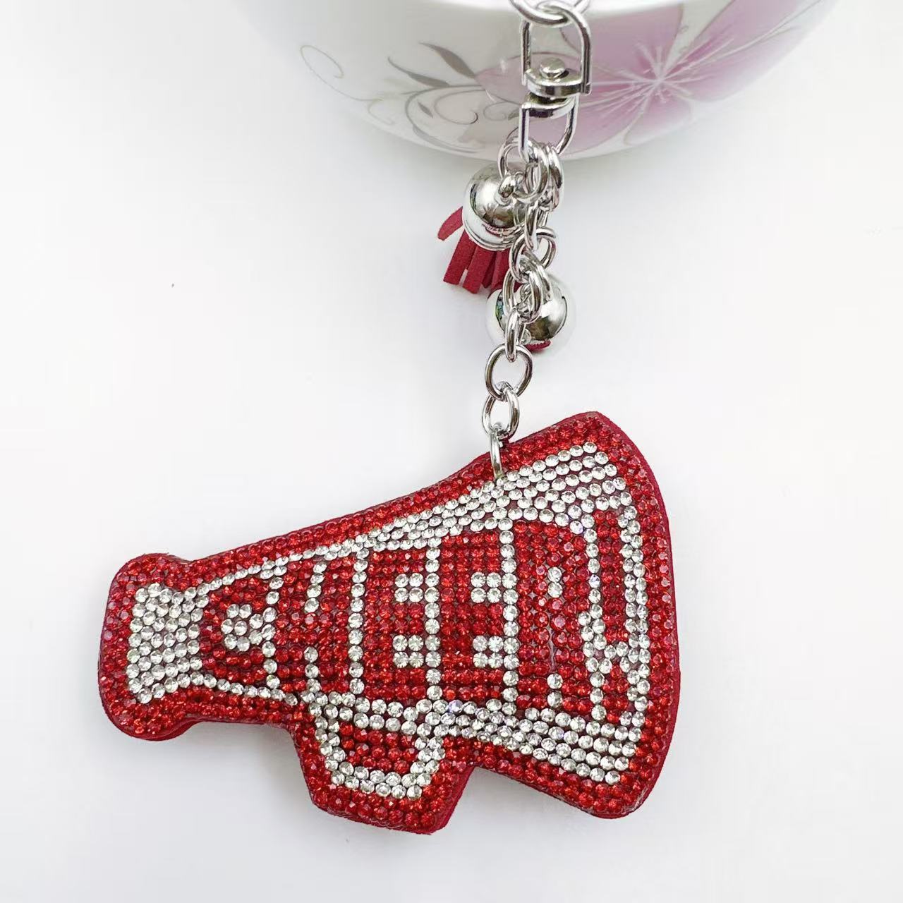 Wholesale  Velvet Hot Diamond Letter Cheer Keychain