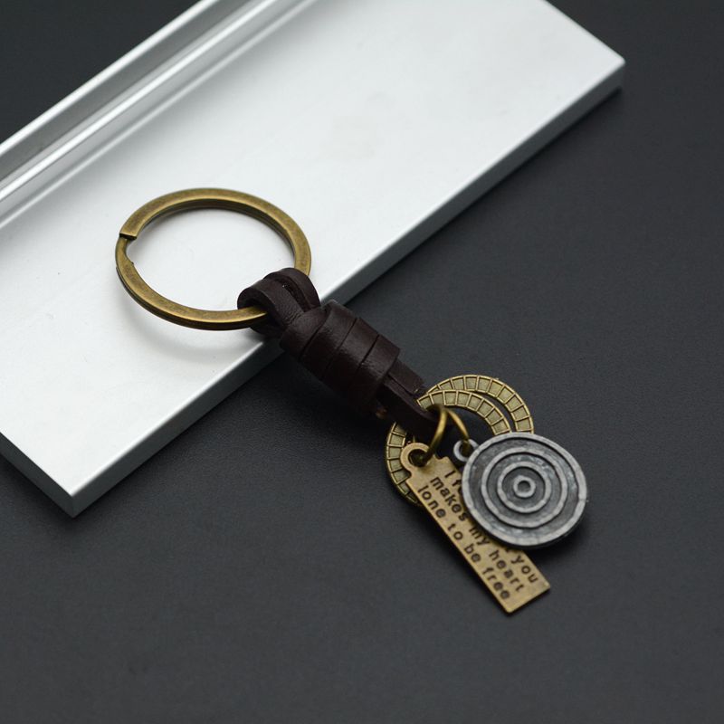 Wholesale  key chain accessories retro versatile leather rope key chain semi-finished DIY pendant accessories