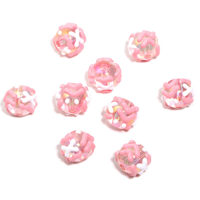 Wholesale  10pcs   Pink acrylic bead  Acrylic Beads