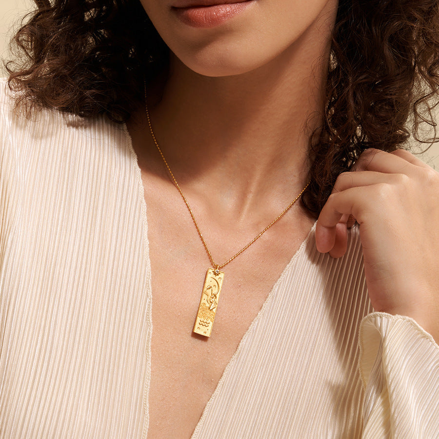 Wholesale Zodiac Tarot Card Necklace Stainless Steel 18K Gold Finish Trendy Contion Jewelry Accessory For Everyday And Boutique Resale