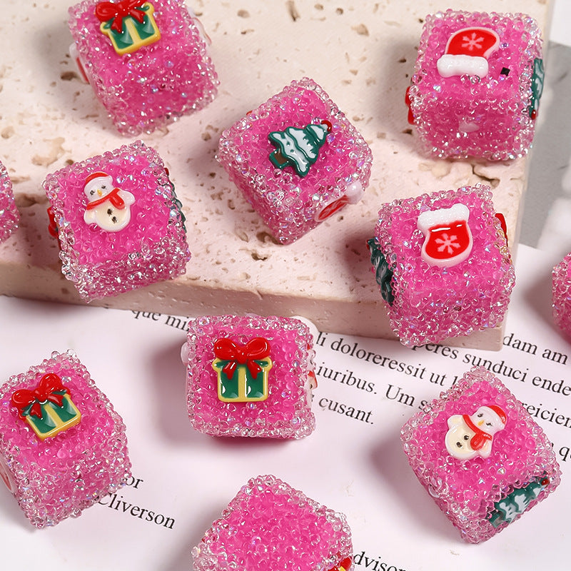 Wholesale 20PCS Christmas diy accessories rhinestone sugar beads square beads