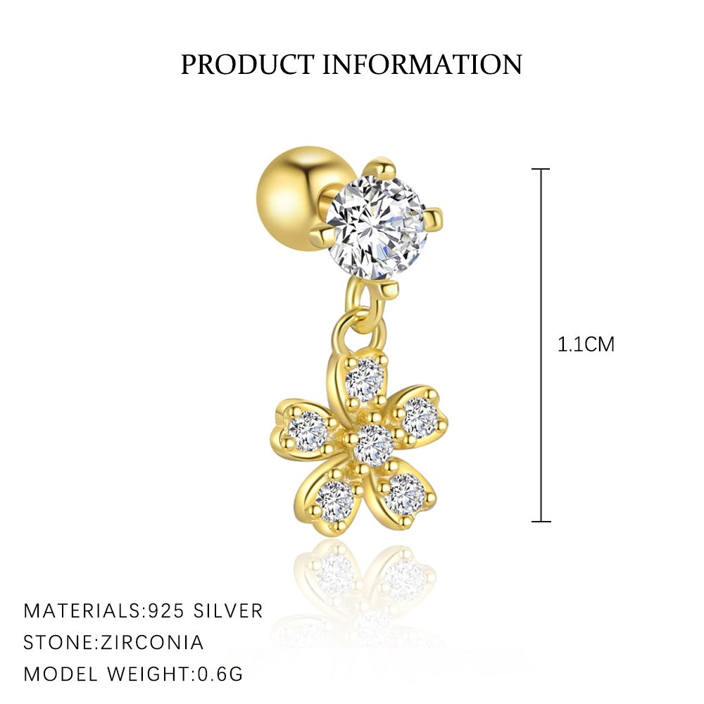Wholesale Star Moon Zircon Round Head Earnail Ear Studs