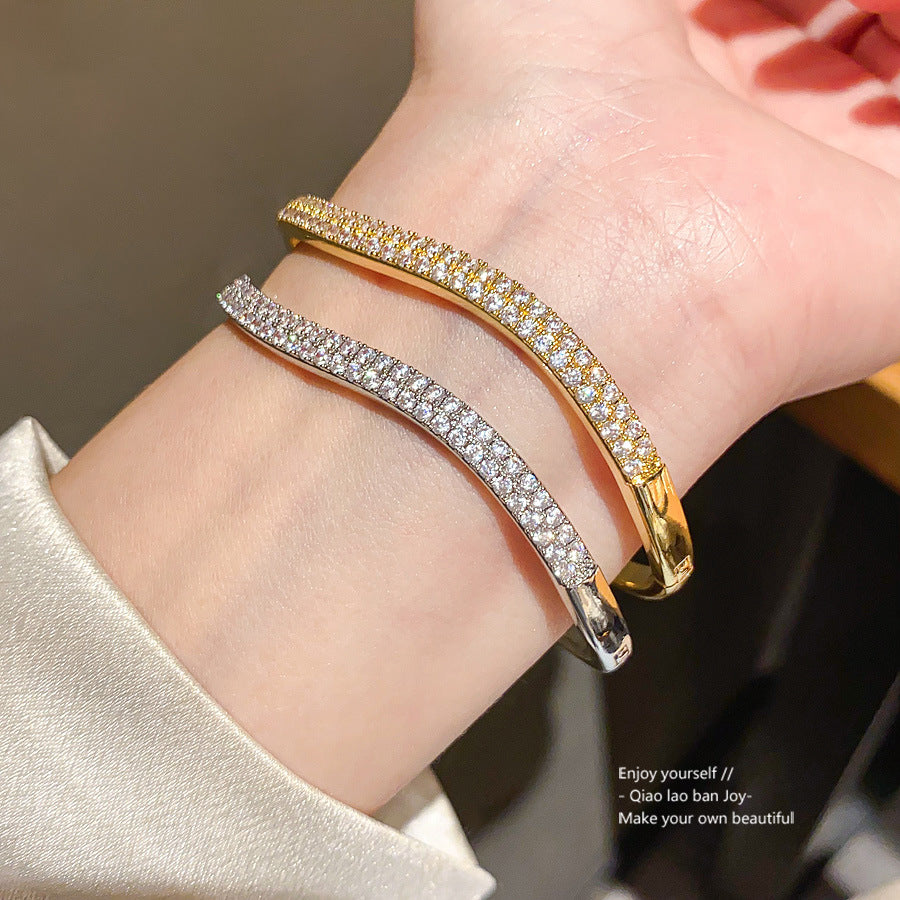 Wholesale genuine gold electroplated zircon round buckle bracelet