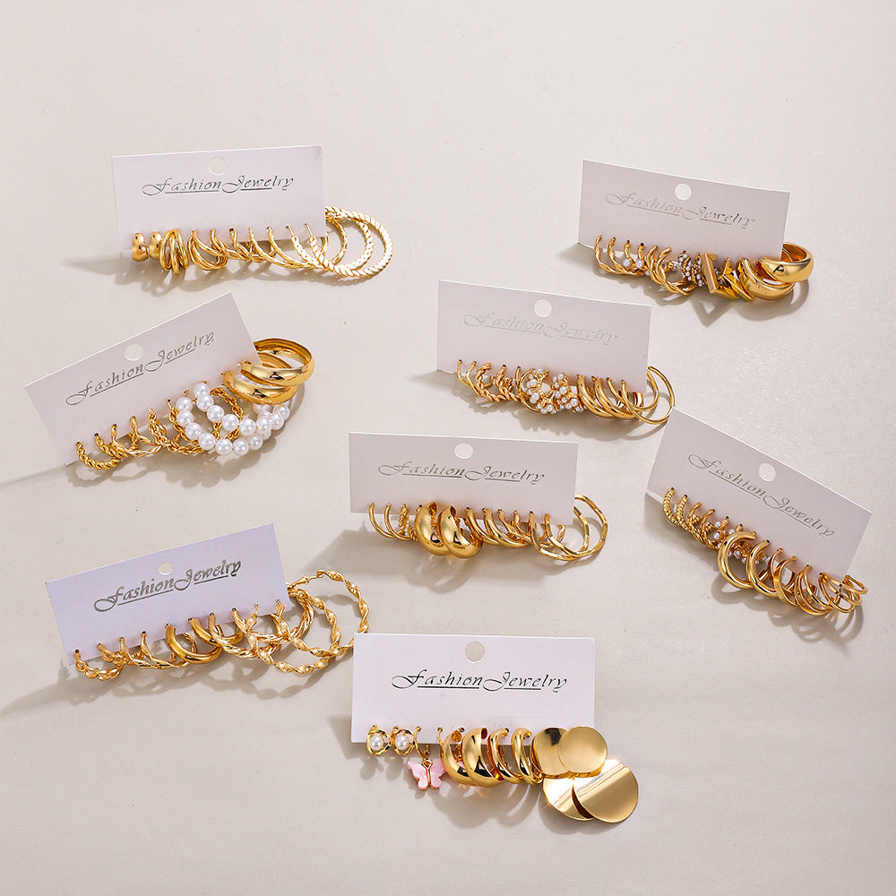 Wholesale Temperament Geometric Alloy Earring Set