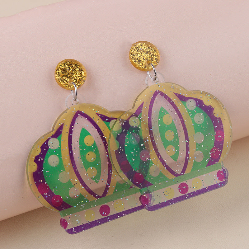 Wholesale Carnival water-saving droplet shaped acrylic tassel earrings