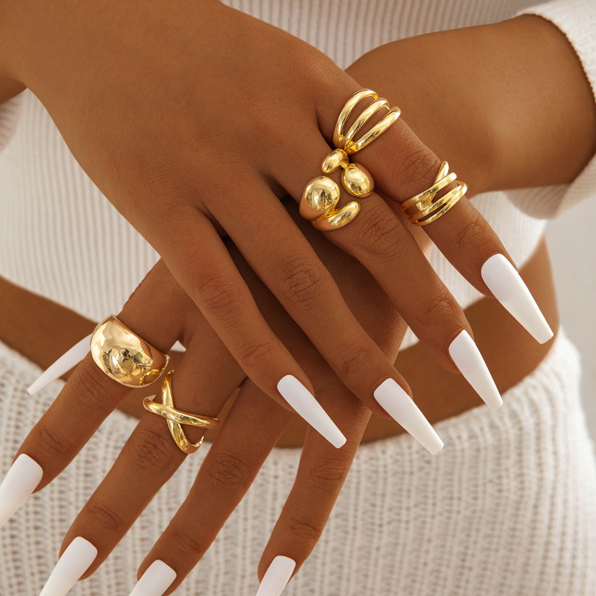 Wholesale Geometric irregular fashion ring set
