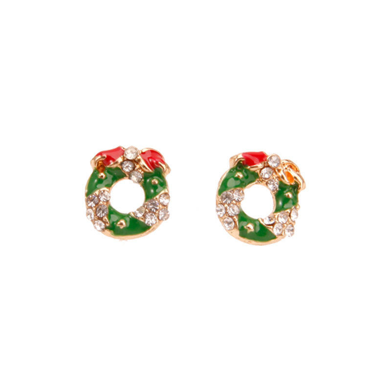 Wholesale Christmas Series Fashion Alloy Christmas Tree Old Man Bell Elk Candy Cane Earrings