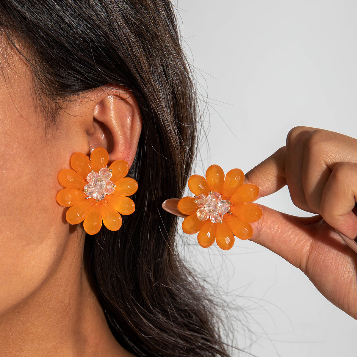 Wholesale 5pcs/pack sweet color resin petals flower earrings