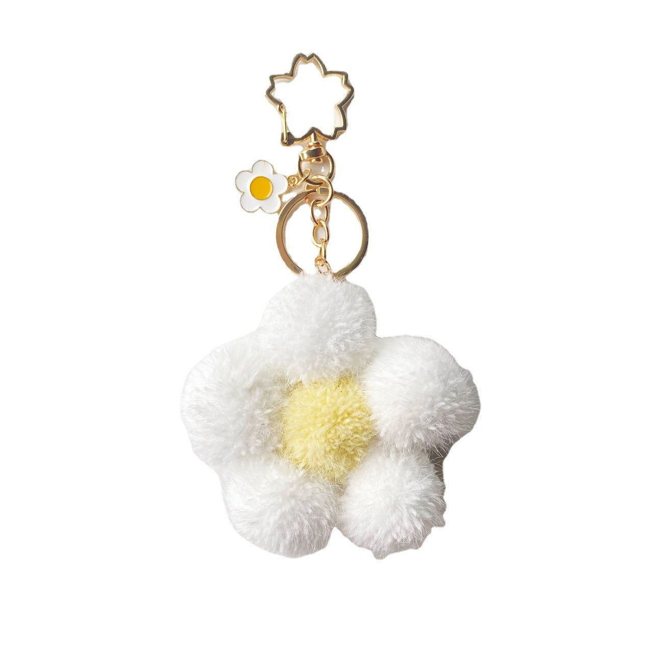 Wholesale Plush Colored Flower Ball Keychains