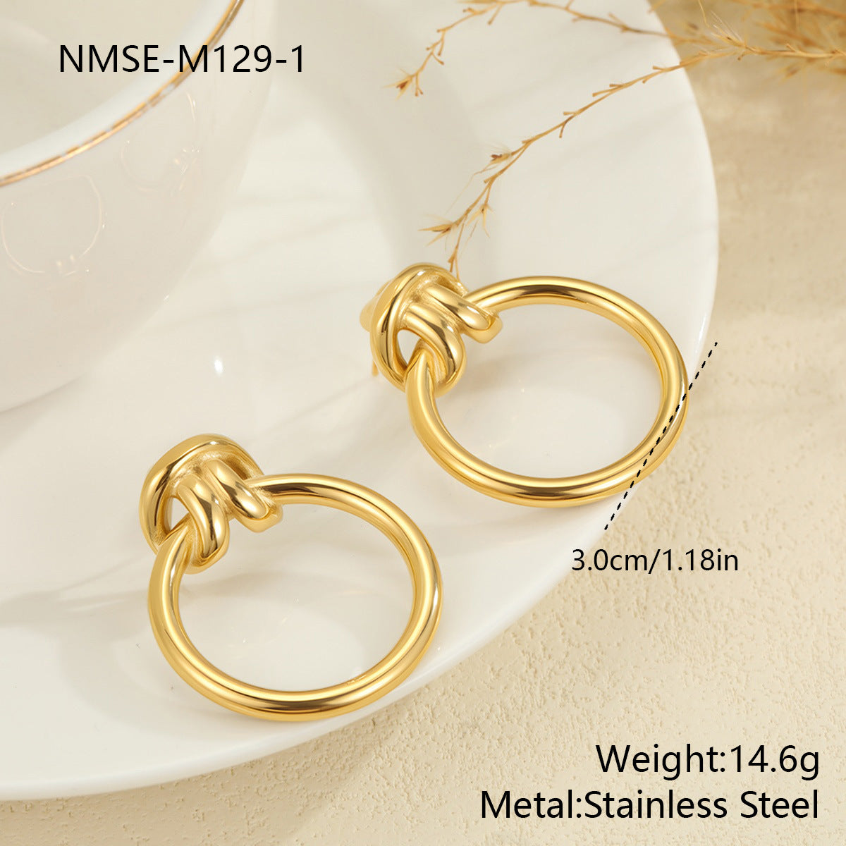 Wholesale Large circular geometric stainless steel earrings