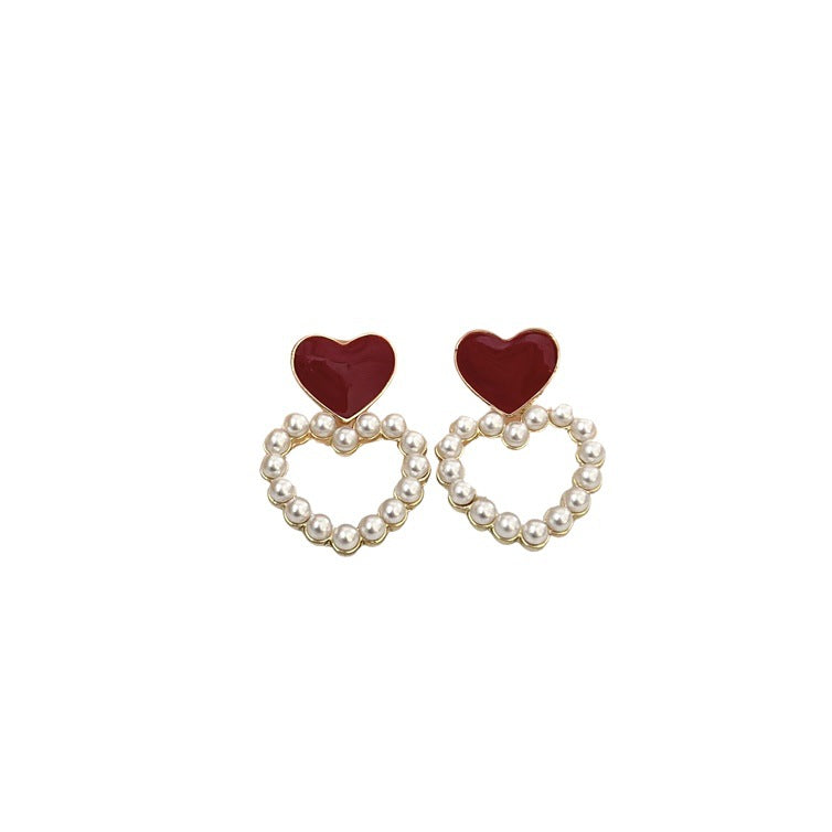 Wholesale Burgundy retro Hong Kong style ear clips