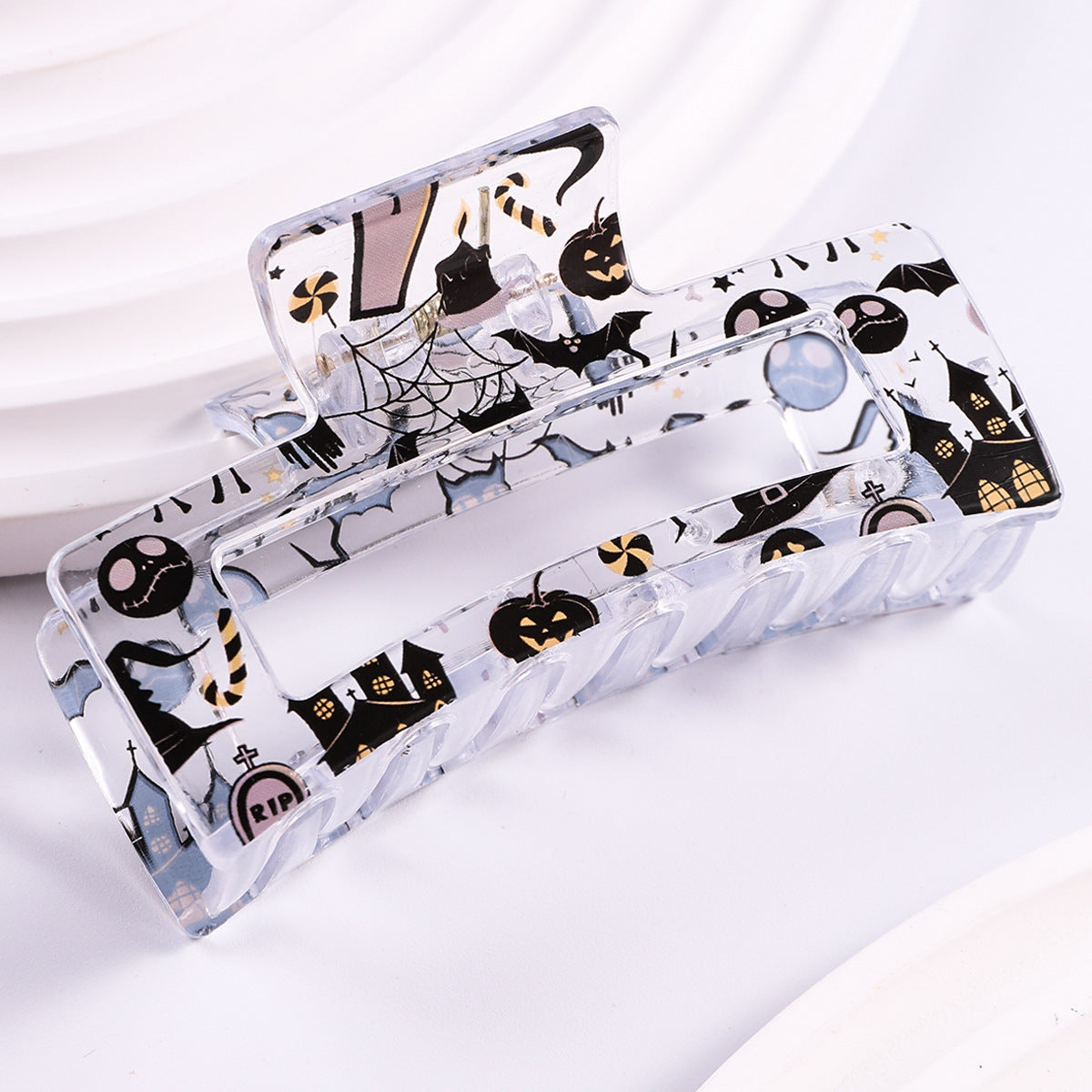 Wholesale Christmas Square Transparent Printed Grab Clip Shark Clip