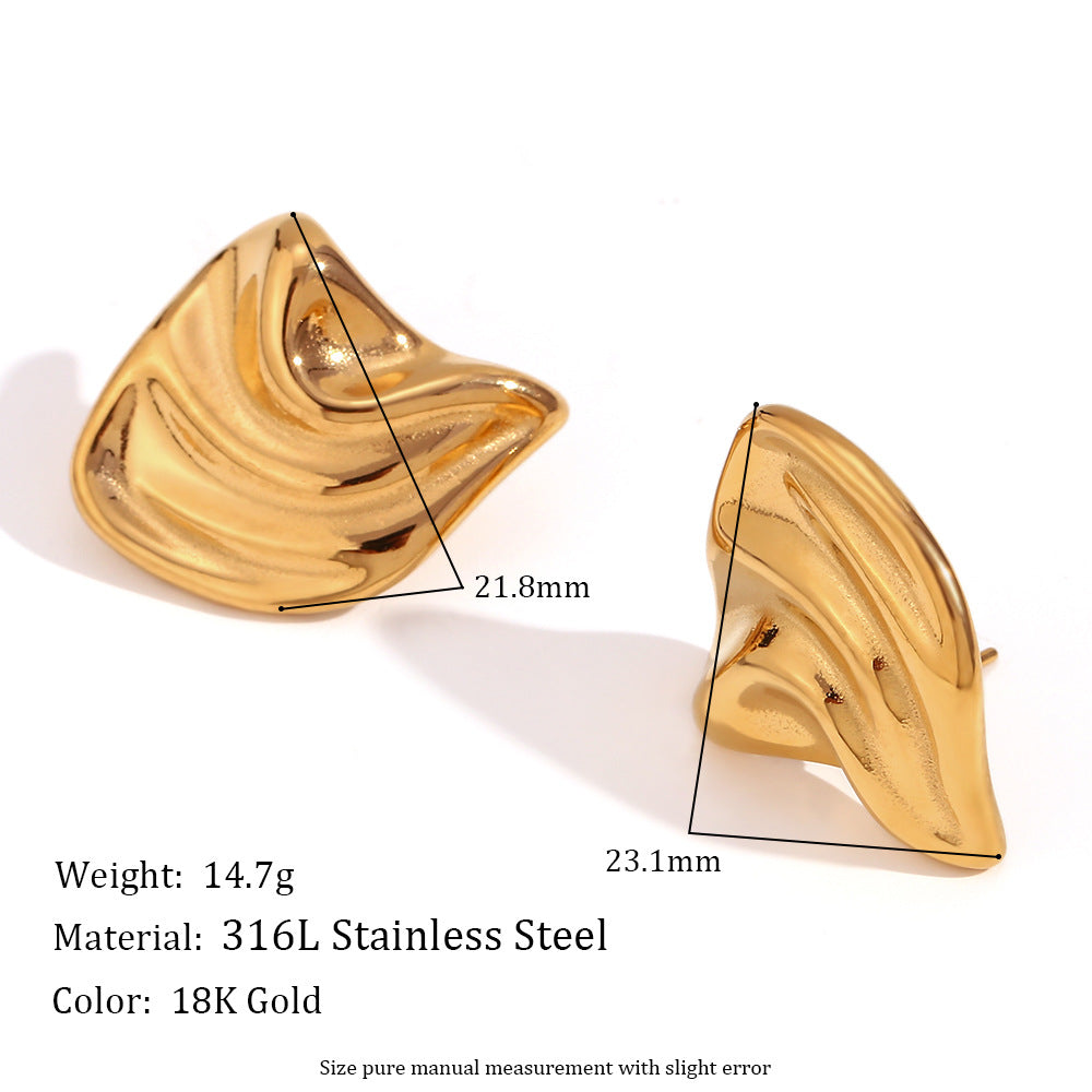 Wholesale Stainless Steel 18K Gold Plated Irregular Geometric Love Earrings