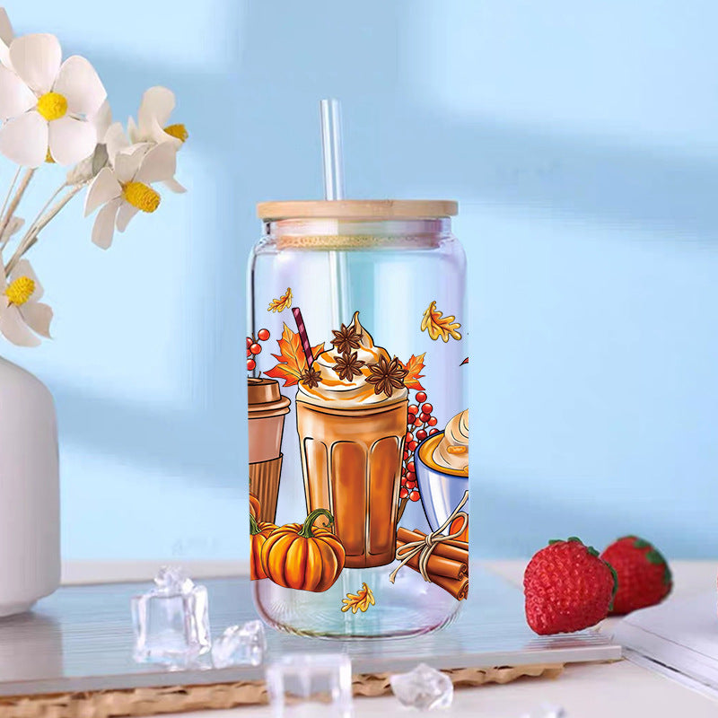 Wholesale Pumpkin Drink Thanksgiving Series 16oz Cup UV DTF Wraps