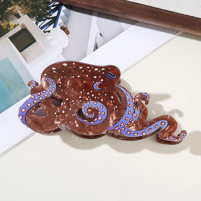 Wholesale Trendy Ocean Animal Hair Claw Clips Shark Whale Octopus Koi Design Large PVC Gripper Everyday Hair Accessory For Boutique Resale