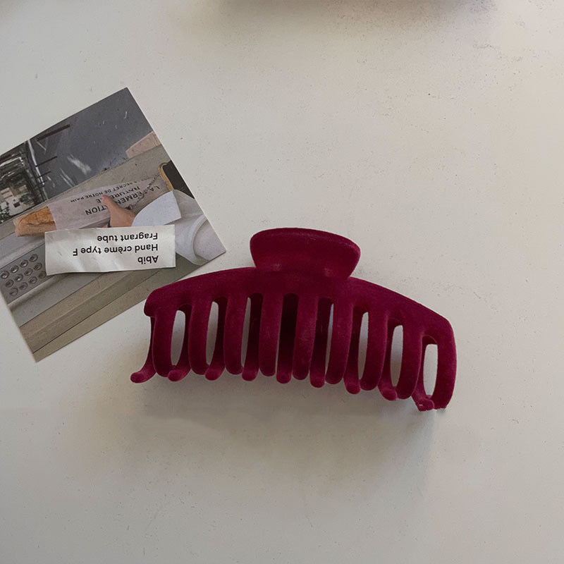 Wholesale Red Flocked Crimson Christmas Hair Clip  Velvet Hair Accessories