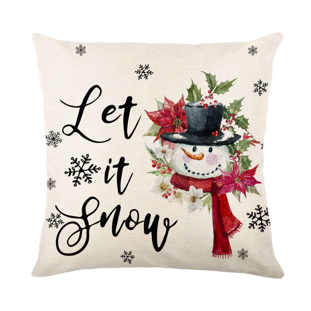 Wholesale Simple Christmas Throw Pillow Cover Letter Decoration Cushion Linen Printing Waist Cushion