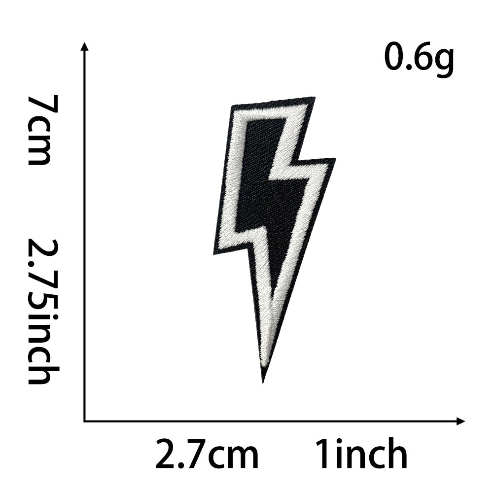 Wholesale Iron On Embroidery Patch Black Lightning Design For DIY Clothing And Hats Boutique Fashion Accessory