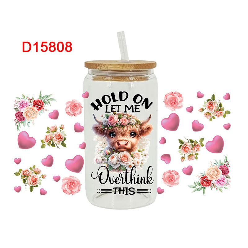 Wholesale Colorful flower cute cows 16oz Cup UV DTF Wraps