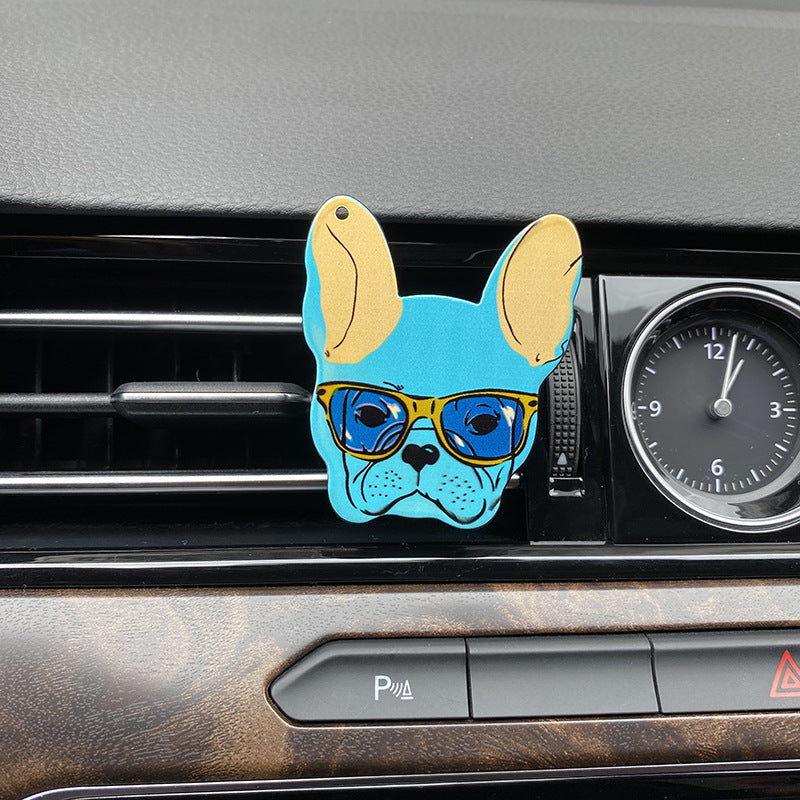 Wholesale Acrylic French Dog Fighting Car Air Outlet Perfume Clip