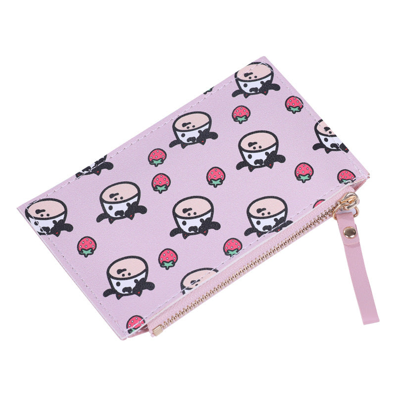 Wholesale Student Cartoon Cow Pattern Female Large Capacity Multi-card Slot PU leather Wallet