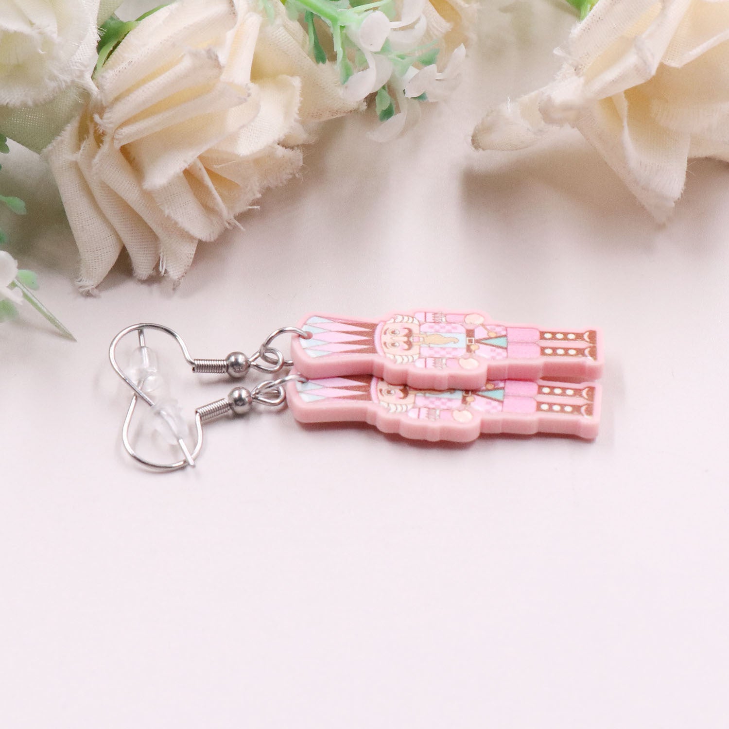 Wholesale Christmas Knight Pink Acrylic Earrings