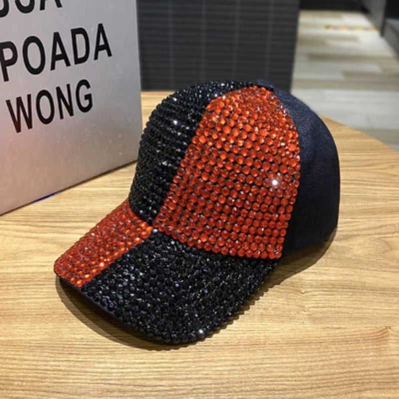 Wholesale Cotton Two-color Patchwork Diamond Studded Baseball Caps