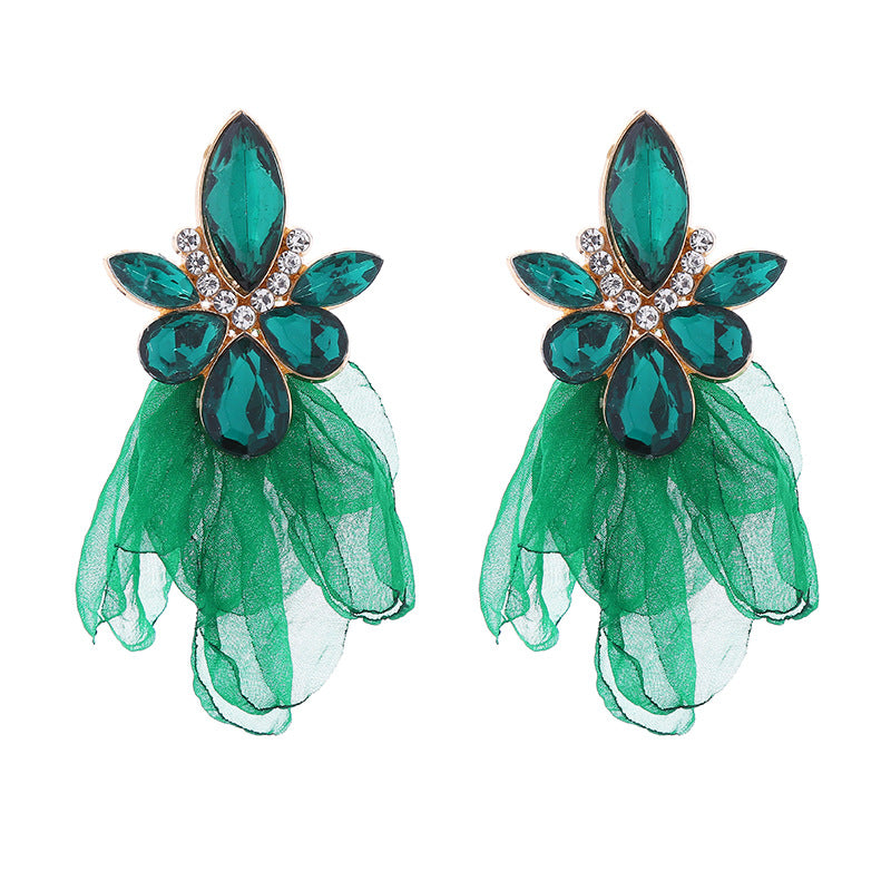 Wholesale Super Sparkling Diamond Flower Earrings