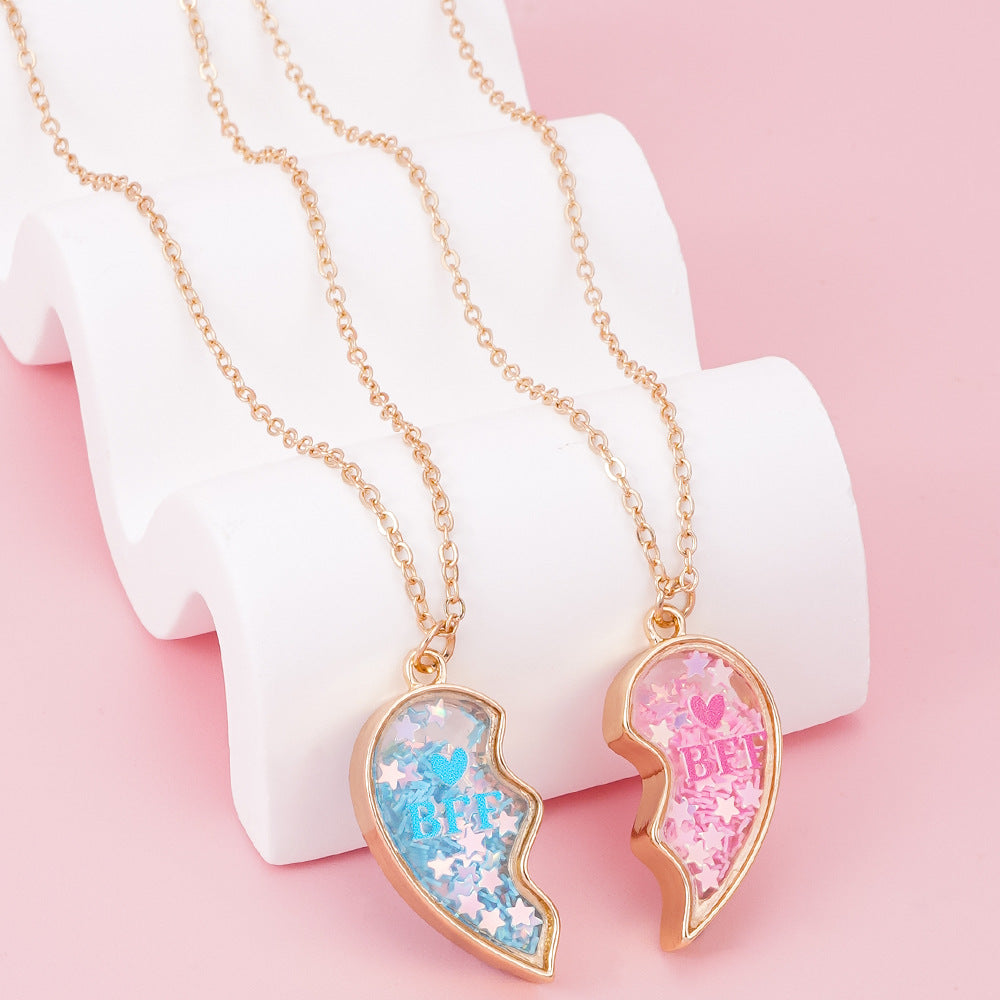 Wholesale Pink Love Friendship Heart Necklace