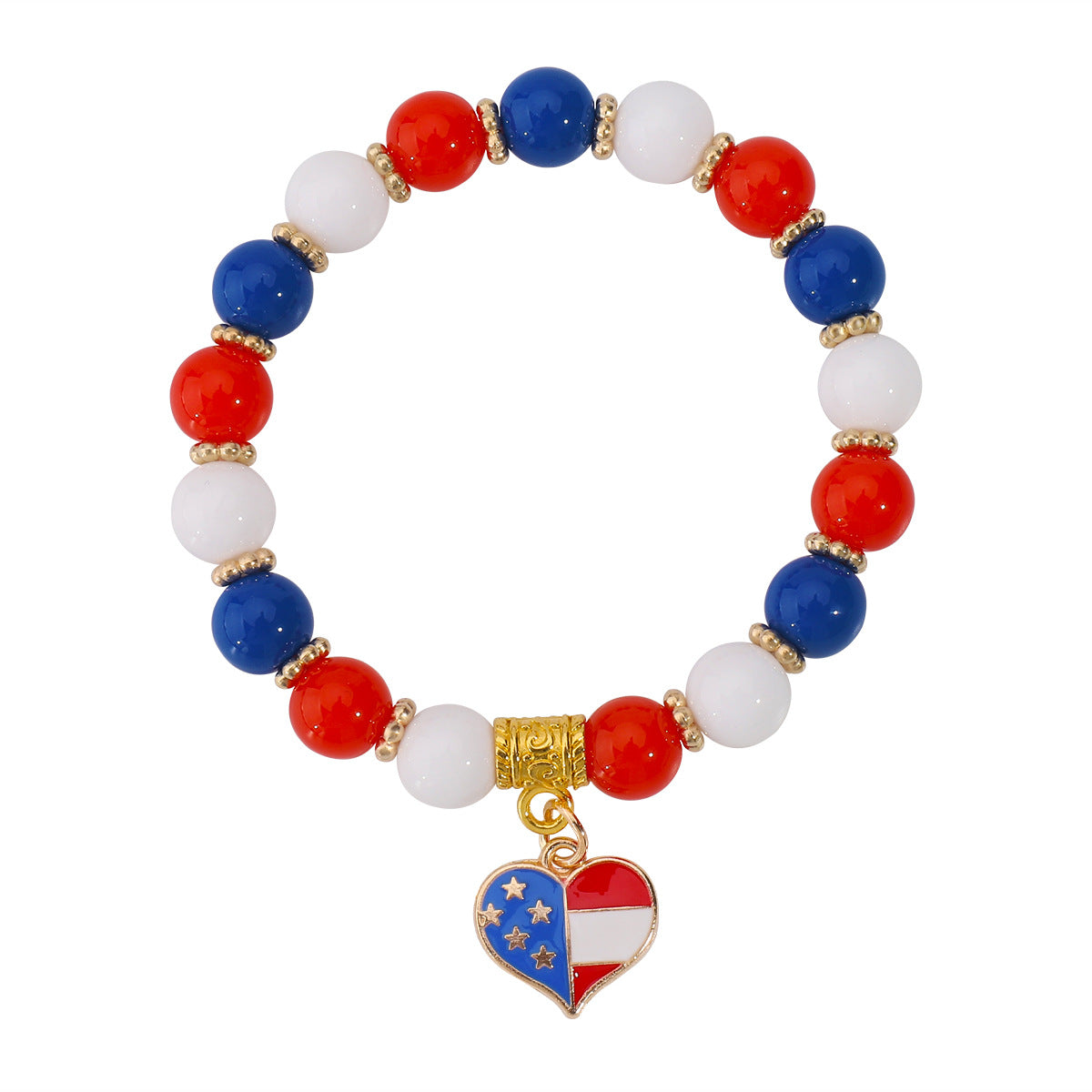 Wholesale American Independence Day Red Blue and White Flag Acrylic Bracelet